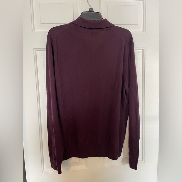 Paul Smith Men’s Collared Button Down Sweater Size XL Wine 100% Merino Wool - Picture 5 of 6